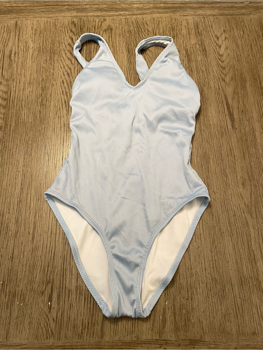 Women’s one piece swimsuit, pale blue, M